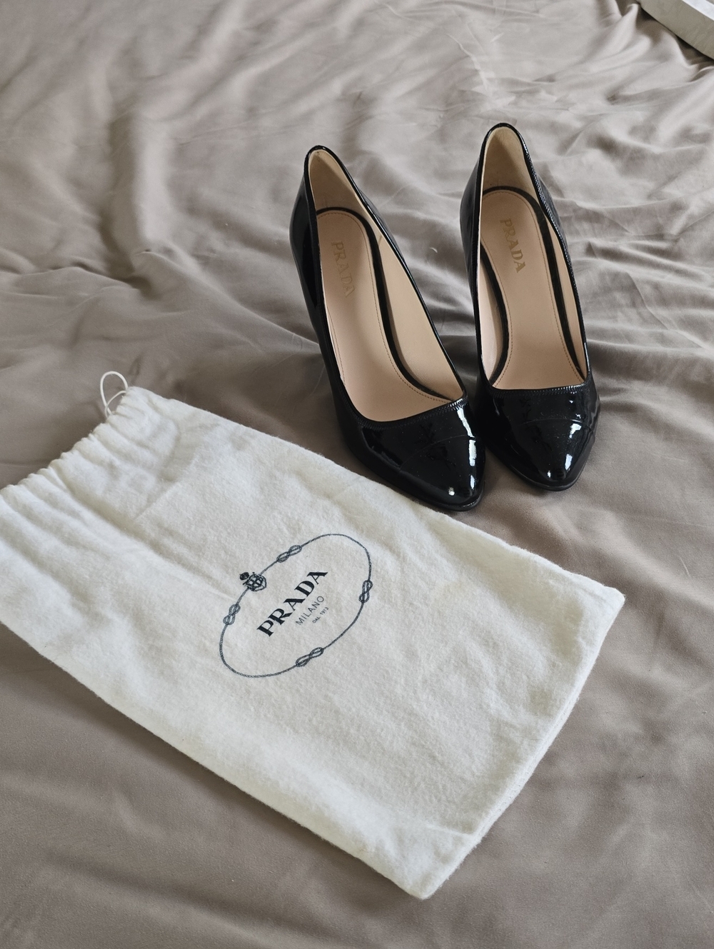 Prada Black Patent Leather Pointed Toe Pumps